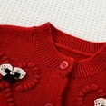 thumbnail image 6 of Lorytime Girls Cardigan Sweater size 4-6 Kids Bow Tops Button Crewneck Long Sleeve Knitwear Spring Outwear Red 110, 6 of 9