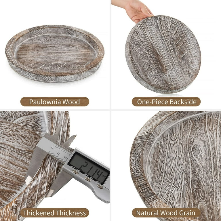 Hanobe Rustic Paulownia Wood Round Candle Tray photo 4