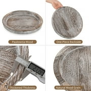Hanobe Rustic Candle Plate Holder Tray: Round Wooden Decorative Tray, Farmhouse Wood Pillar Candle Holder Trays Kitchen Counter Dining Table Centerpiece