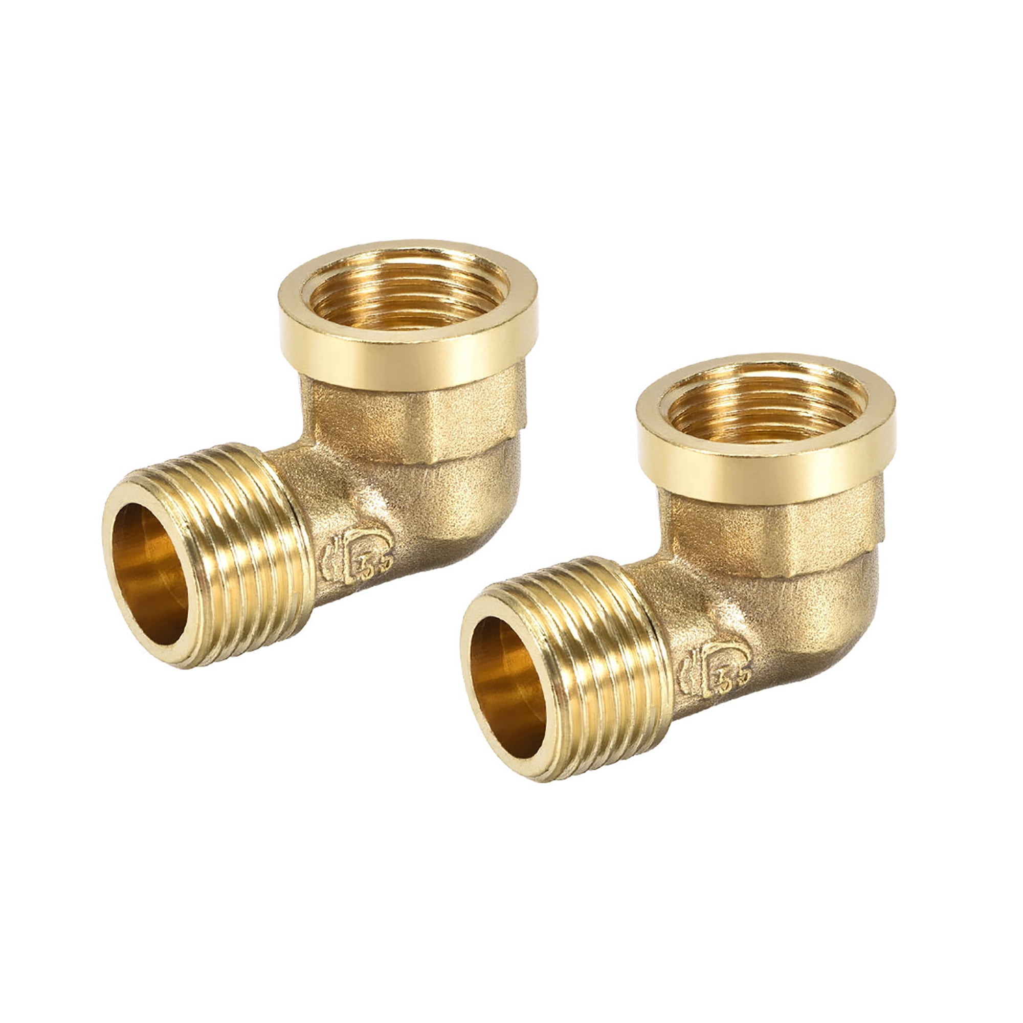 Hooshing 2PCS Brass 90 Degree Elbow Pipe Fitting - 3/4 Inch NPT Male X Male, L Shape Right Angle For Plumbing, HVAC, Automotive