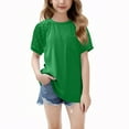 thumbnail image 2 of ZOYOEN Girls T Shirts 2025- Trendy Lace Short Sleeve Casual Cute Kids Summer Tops Green Size 4, 2 of 9
