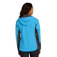 thumbnail image 2 of Port Authority Ladies Vertical Hooded Soft Shell Jacket-M (Cyan Blue/ Magnet Grey), 2 of 5