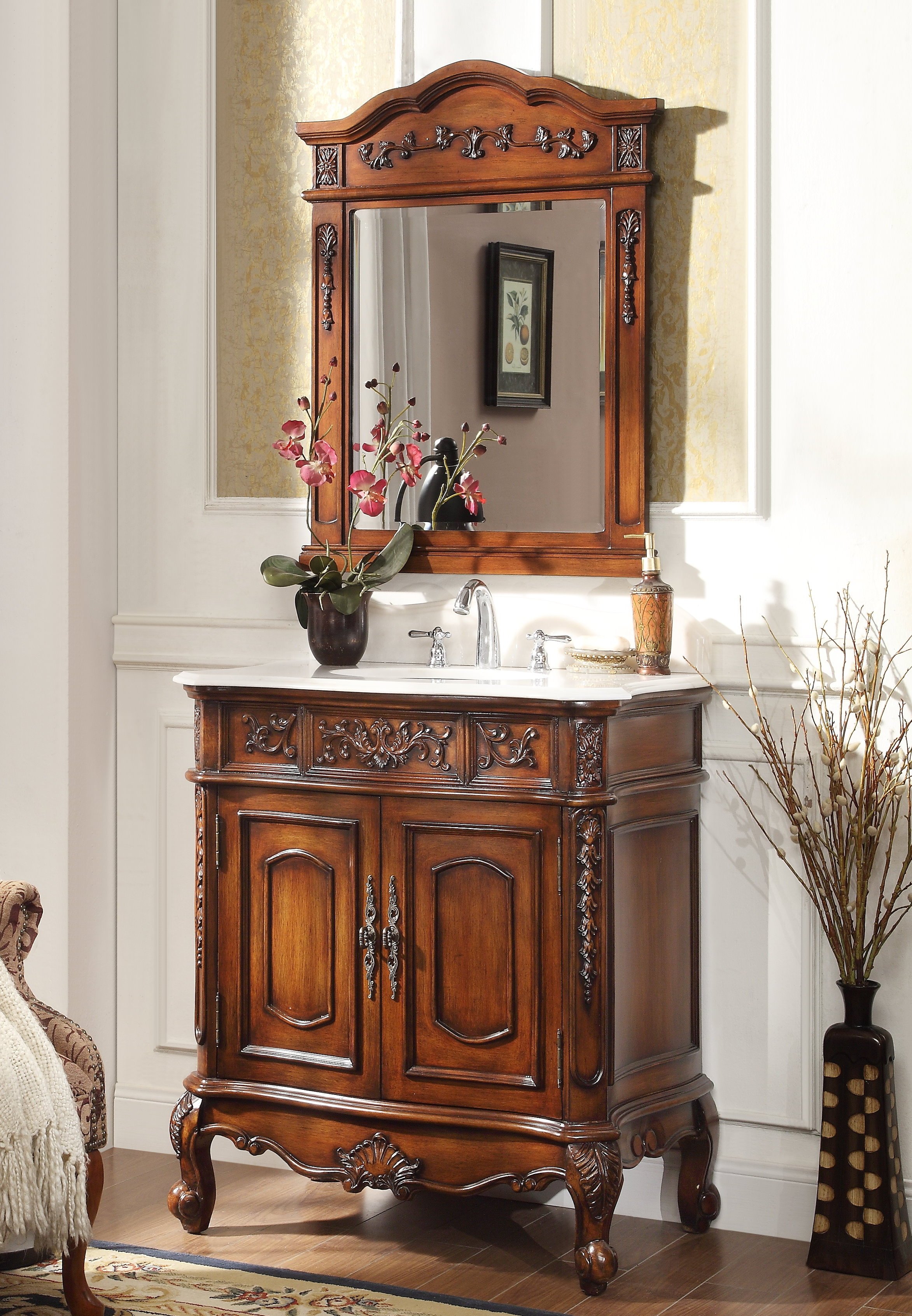 Cherry Wood Bathroom Vanity / Bathroom Vanity Made With Cherry Wood 