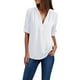 thumbnail image 2 of Puntoco Mujer Señoras Cremallera Botón Manga Larga Suelta Gasa Camisa Ropa Puntoco Puntoco-6605, 2 of 8