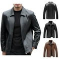 thumbnail image 6 of Turilly Fashion Men's Faux Leather Jackets Men Vintage Jacket Leather Long Sleeve Winter Stand Collar Club Coat, 6 of 6