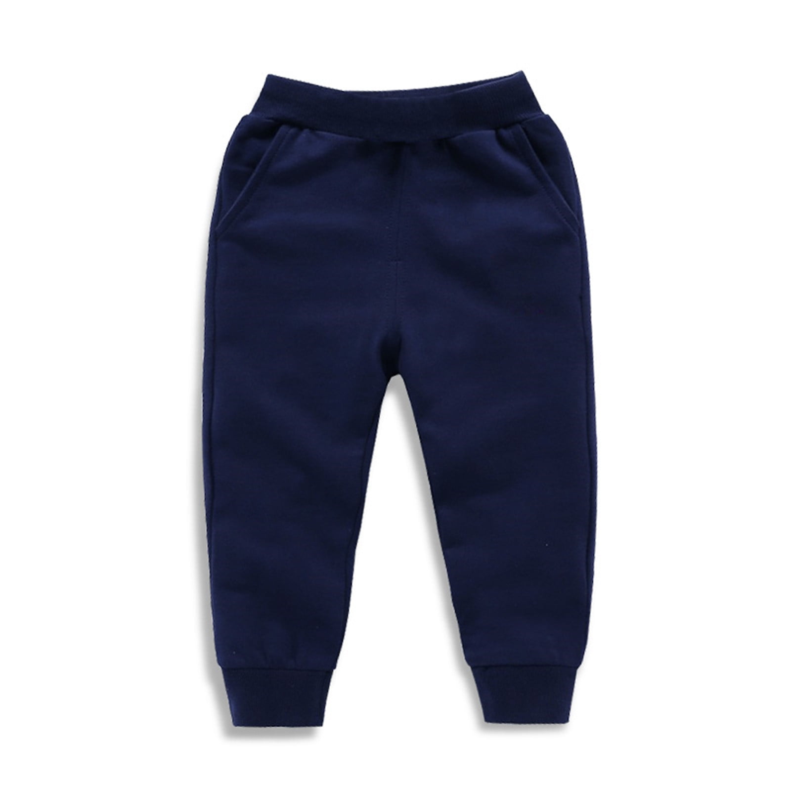 Shldybc Toddler Baby Boys Girls Sweatpants Candy Color Solid Color Leggings Casual Kids Sport Joggers Casual Active Athletic Pants( Navy, 8-9 Years )