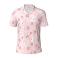 thumbnail image 2 of Daiia Rabbit And Peach Pattern Men’s Polo Shirts,Solid Deck Shirt,Classic Fit, Breathable Cotton Polo for Casual and Sport Wear-Large, 2 of 7