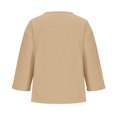 thumbnail image 5 of AherBiu Plus Size Tops for Women Button Notch V Neck 3/4 Sleeve Cotton Linen Lightweight Summer Shirt Blouse, 5 of 6