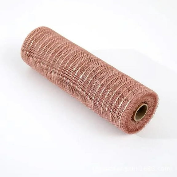 Christmas Tree Ribbon Decoration Mesh Tulle Roll Fabric Pendant Merry Christmas Decor for Home 2025 Xmas Gifts DIY New Year (Rose Gold,26cm)