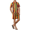 thumbnail image 4 of INSPIRE CHIC Hawaiian Rainbows 2 Pieces for Men's Father's Day Gift VaCatsion Beach Shirt and Shorts Sets XL Red Orange, 4 of 5