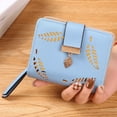 thumbnail image 2 of Cartera de mujer con diseño de hojas cortas y pliegues, monedero de moda coreana con agujeros para mujer, tarjetero, 2 of 5