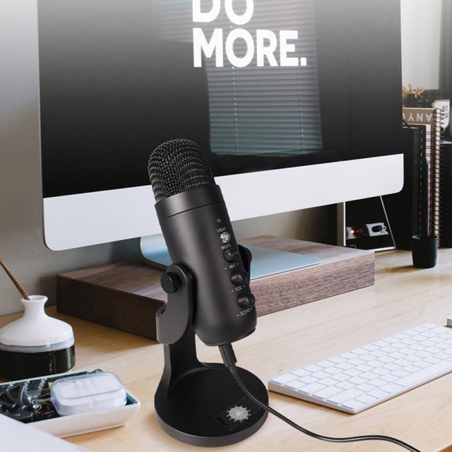 Micrófono de condensador USB para ordenador soporte de micrófono con Monitor