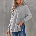 thumbnail image 3 of TEMOFON Womens Hoodie Long Sleeve Sweatshirts Casual Dressy Tops Winter Hooded with Kangaroo Pockets Lightgrey Pullover, 3 of 7