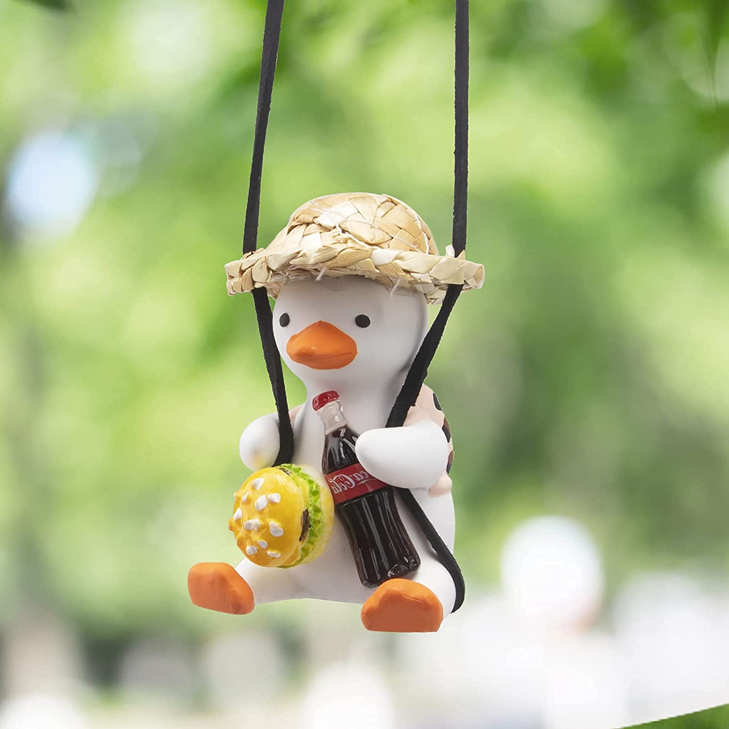 Homes And Offices Swing Duck Car Pendant Car Rear View Mirror Trailer Duck Ornament Hanging In Plaster Animal Car Accessories Decorations For Cars 