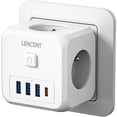 thumbnail image 1 of Cargador USB 7 en 1, toma USB de pared con múltiples enchufes, regleta con 3 salidas de CA, 4000 W y 1 tipo C y 3 puertos USB, toma de pared eléctrica ideal para sala de estar, oficina, dormitorio, 1 of 1