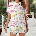 thumbnail image 2 of Flamingo Pattern 2 Pack Women’s Pajama Set Print Sleepwear And Shorts Y2k Loungewear Sets S-5XL, 2 of 7