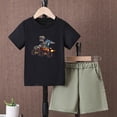 thumbnail image 2 of HCNTES Toddler Boy Summer Clothes kid Boy Outfits Crewneck Dinosaur Print Short Sleeve Shirt and Short Toddler Boy Shorts Set, 2 of 4