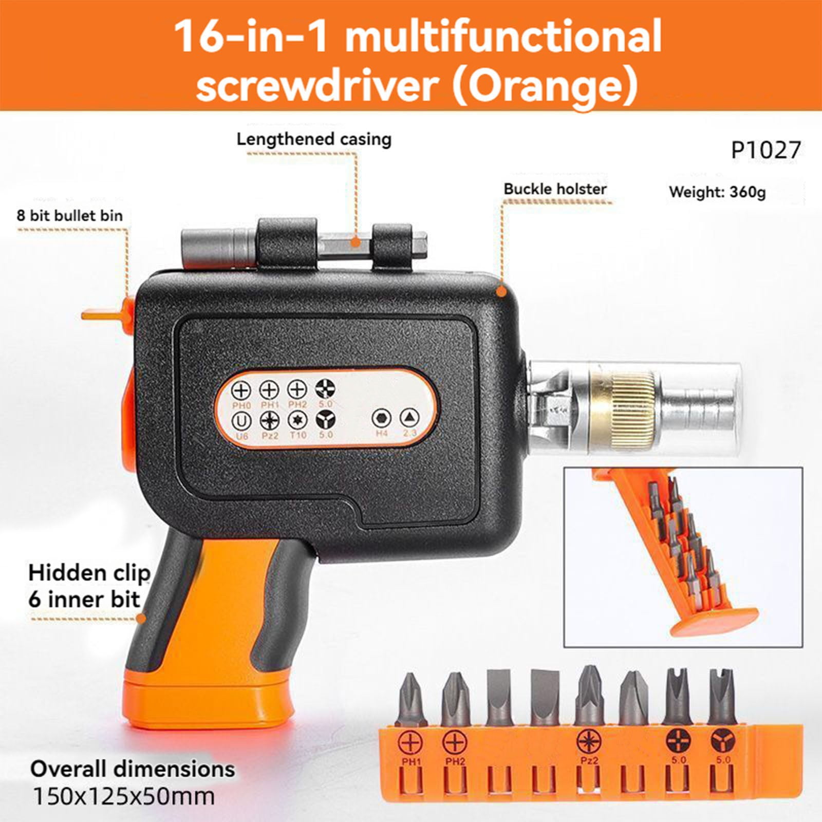 Clearance Drill Bits & Accessories under $10,16 In 1 Multi Screwdriver Set Screwdriver With Bit Screwdriver Set With 14 Bits For Home DIY (Orange)