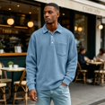 thumbnail image 2 of Corduroy Long Sleeve Polo Shirts for Men Striped Fall Winter Business Casual Office Casual Shirt, 2 of 6