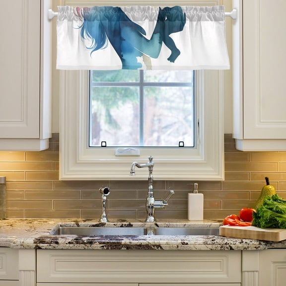 Mother Baby Curtain Valances Farmhouse Design Window Treatment Decor Blackout Rod Pocket for Windows Living Room Kitchen 54" x 18"