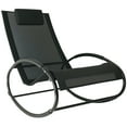 thumbnail image 1 of Outsunny Patio Texteline Rocking Lounge Chair Orbital Zero Gravity Rocker Outdoor Recliner Seat w/ Padded Pillow Black, 1 of 10