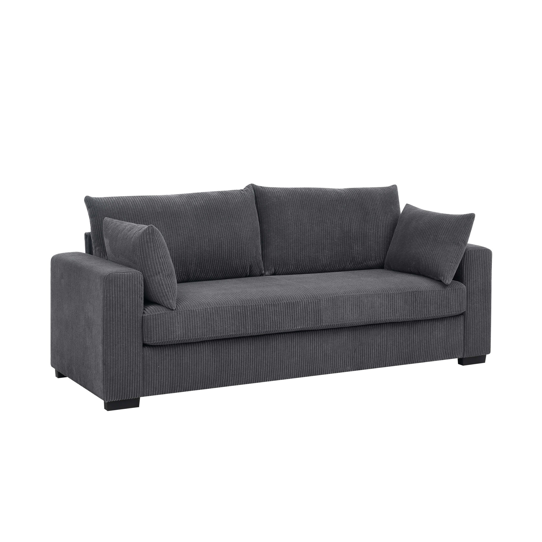 Aukfa 89" Corduroy Sofa, Comfy 3 Seater Couch for Living Room, Small Space, Apartment, Gray