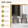 thumbnail image 6 of KINGYES Outdoor HDPE Rocking Chair Set, 2-Piece Patio Rocker with Double Side Table, Brown, 6 of 9