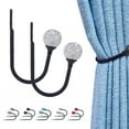thumbnail image 2 of 2 Pack Curtain Drapery Holdbacks, U Shaped Decorative Wall Curtain Rod Hooks with Rhinestone Crystal Ball, Window Treatment Tiebacks for Fixing Curtain & Hanging Clothes, 2 of 8