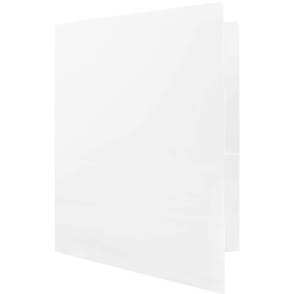 JAM Paper Heavy Duty Plastic 2 Pocket Extra Tough School Folders, White, Bulk 48/Pack