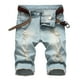 thumbnail image 4 of Shorts de mezclilla para hombre con perforaciones elásticas y bordes pulidos color claro, 4 of 5