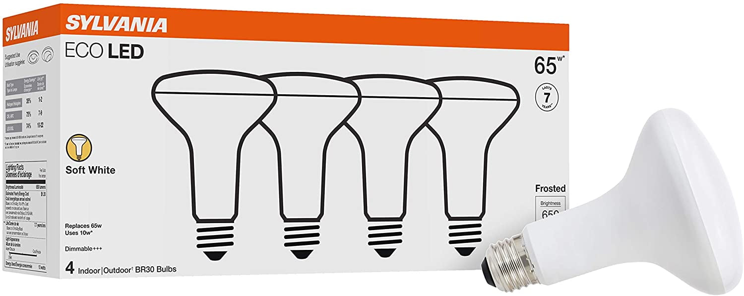 4 Pack Soft White Color Temperature 2700K SYLVANIA LED BR30 65W Equivalent Efficient 10W 4 Pack Soft White Color Temperature 2700K SYLVANIA LED BR30 65W Equivalent Efficient 10W