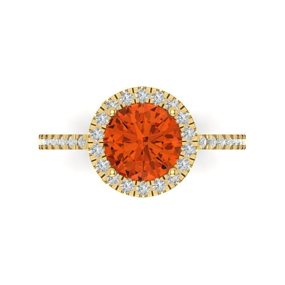 Clara Pucci 14K Yellow Gold 1.8ct Red Halo Ring for Women