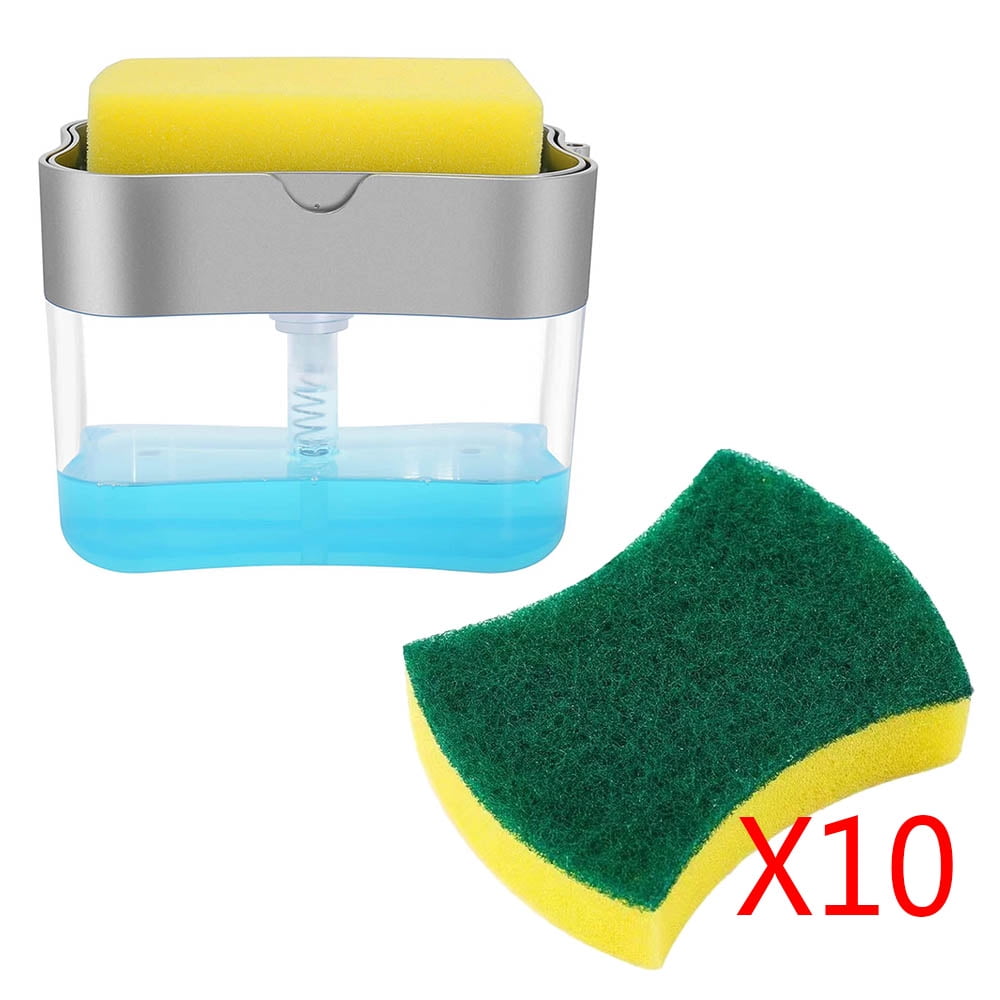 Dish Soap Dispenser with Sponge Holder and Scrub Sponge Set, Kitchen