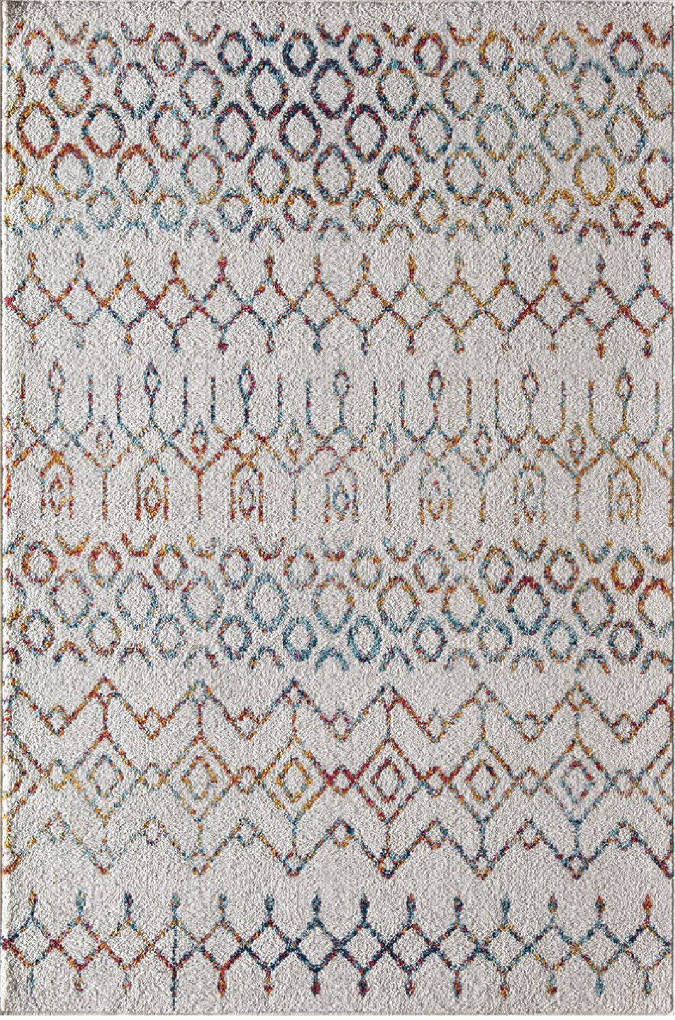 Mason Brooks Ryder KN40A Festive Brilliance Moroccan Tribal White Area Rug, 5'0" x 7'0"