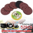 thumbnail image 4 of 52 unids/set 125mm 60 80120180 240 disco de lijado redondo papel de lija seco abrasivo + almohadilla de respaldo para herramientas de pulido, 4 of 4