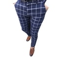thumbnail image 4 of FRSASU Men's Plaid Dress Pants Mid Waist Slim Fit Casual Suit Stretch Comfort Business Trousers with Pockets Blue, 4 of 6