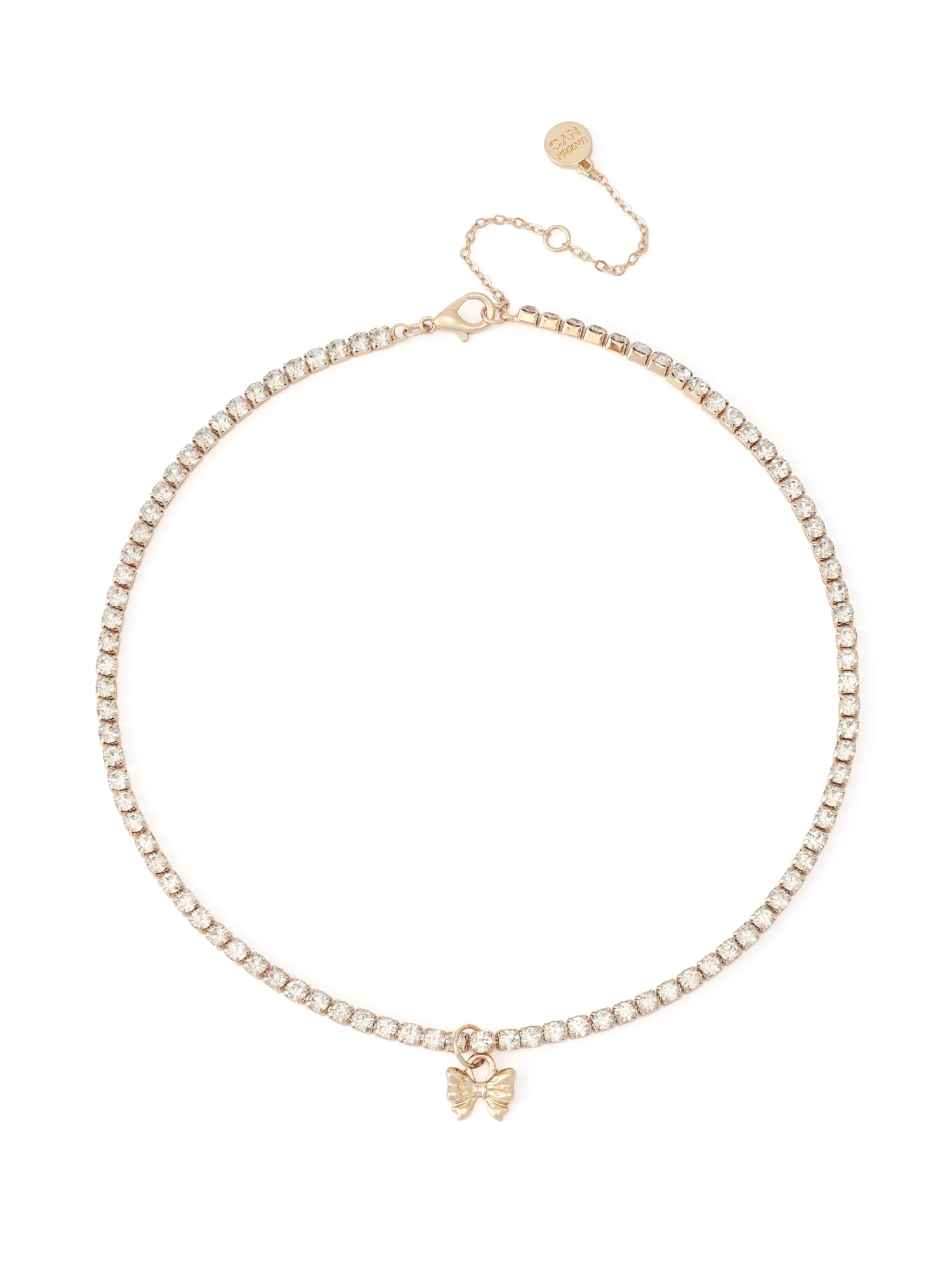 Madden NYC Women's Fashion Crystal Bow Hoop Earring & Necklace Jewelry Set
