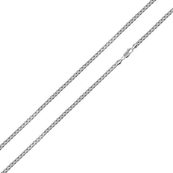 Sterling Silver 925 Greek Box Diamond-Cut 125 Chain 2.1mm Made in Italy 22" Jewelry Female Unisex