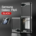 thumbnail image 1 of ELEHOLD Plating Clear Case for Samsung Galaxy Z Flip 5, with Four-Cornered Shockproof Protection Transparent Electroplated Shell with 1 Pack Small Screen Protector for Galaxy Z Flip5 2023, Black, 1 of 8