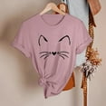 thumbnail image 4 of Fsqjgq Tshirt Womens Tops Blouse Fashion Women Tops Trendy Womens Spring Summer Cats Printed Short Sleeve Crewneck T Shirt Top Pink Xl, 4 of 5
