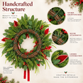 thumbnail image 4 of 24 Inch Artificial Christmas Wreath with Red Berries, Pinecones and Red Bow, Outdoor Holiday Wreath with Hanging Hook for Front Door, Wall or Mantel, 4 of 9