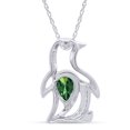 thumbnail image 4 of AFFY Pear Shape Simulated Emerald & White Cubic Zirconia Penguin Pendant Necklace In 14K White Gold Over Sterling Silver, 4 of 7
