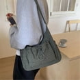 thumbnail image 3 of Korean Style Plaid Casual Shoulder Bag, Lightweight Checkered Crossbody Bag (Green One Size), 3 of 3