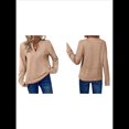 thumbnail image 3 of Blusas de Punto Gofre para Mujer, Camisas de Larga con Cuello en V, Blusas Casuales Elegantes Estilo Henley, Conjuntos de Otoño 2025 Albaricoque Dorado XL, 3 of 6