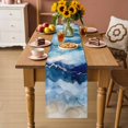 thumbnail image 2 of Navy Blue Coastal Beach Cotton Linen Rectangle Table Runners 13"x48", Summer Nautical Abstract Ombre Art Coffee Table Runner Dresser Scarves Table Runners for Wedding Party Banquet Dinner Decor, 2 of 8