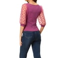 thumbnail image 3 of INSPIRE CHIC Blouse pour Femme à Pois, Encolure Carrée, Maille Semi-Transparente, Manches 3/4, S Prune, 3 of 6