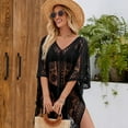 thumbnail image 5 of RYUJNDK See Through Sheer Lace Swimsuit Coverup for Women Casual Loose Bathing Suit Coverup Ladies Lace Sheer Beach Coverup, 5 of 8