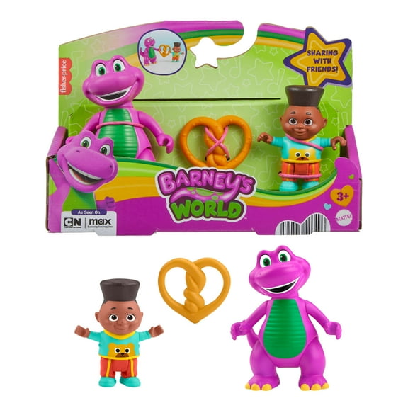 Fisher-Price Barney’s World Barney’s Friend David & Barney Figure Set for Kids, 3 Toys