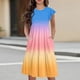 thumbnail image 2 of Girls Summer Dress Tween Dresses Summer Casual Gradient Color Midi Dress with Short Sleeves and Pockets Lightweight and Comfortable ,Sie:100, 2 of 9
