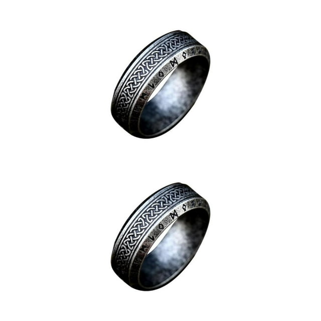 Maytalsory Unique Vintage Steel Ring Suitable For All Genders Metal Ring For Men Gifts For Friends Vintage Rings Antique silver 13 2Set